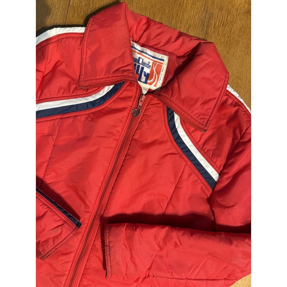 Vintage 80's Jean Claude Killy Red White Striped Nylon Ski Winter Jacket Mens 40